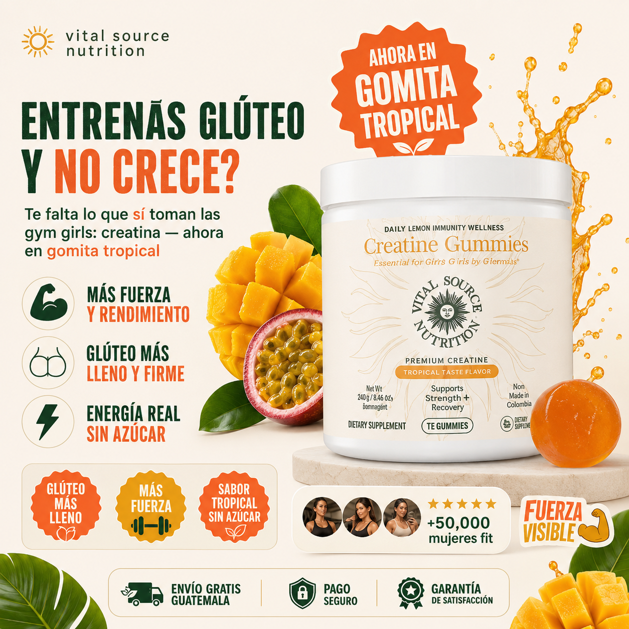 Creatine Gummies — El Secreto de las Gym Girls para un Glúteo Más Lleno, Firme y Fuerte