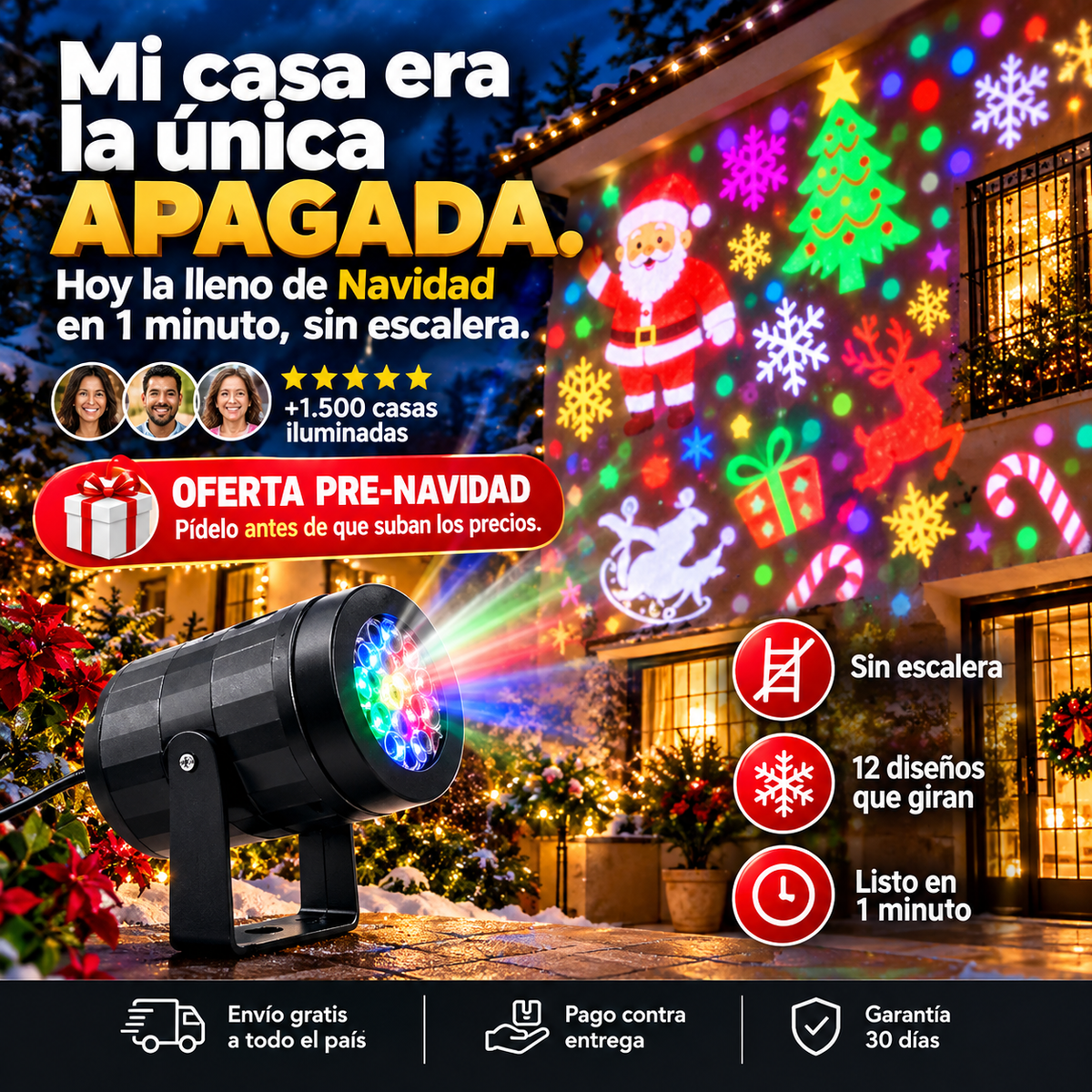 ¿Tu Casa Sigue Oscura en Navidad? | Proyector Navideño LED para Iluminarla en 1 Minuto 🎄