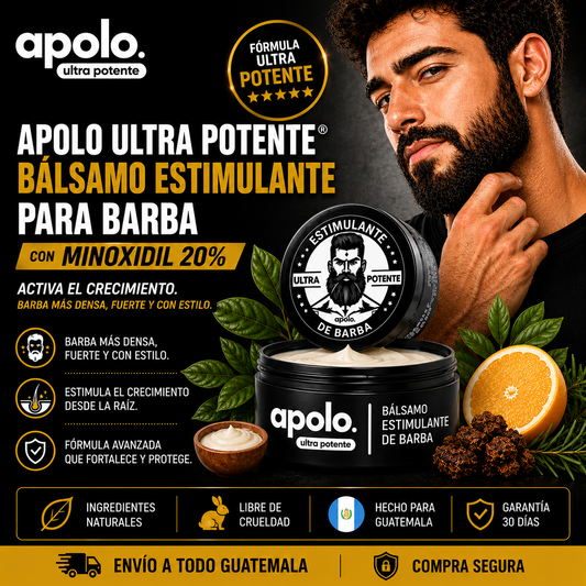 Apolo Ultra Potente® | Bálsamo Estimulante para Barba con Minoxidil 20%