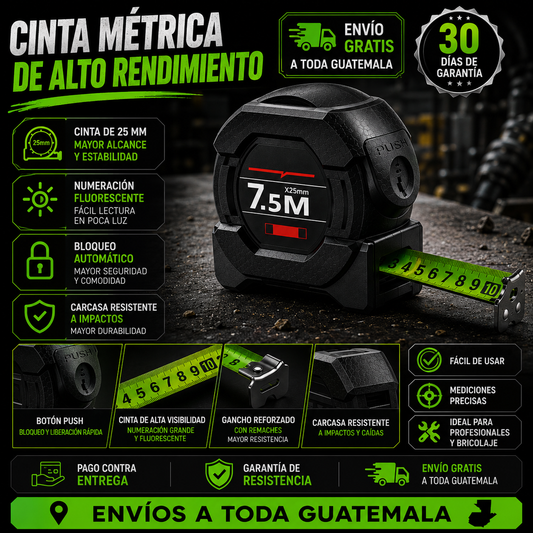 METRO RETRÁCTIL 7.5M PRO™ – Precisión Profesional y Máxima Resistencia