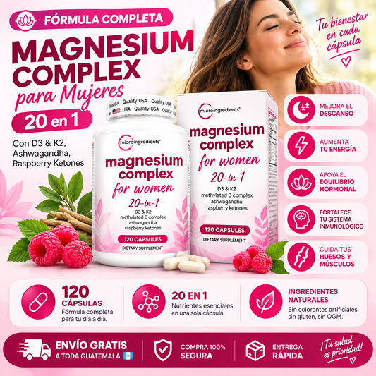 Magnesium Complex 20 en 1 para Mujeres | Apoyo al Descanso, Energía y Bienestar Diario