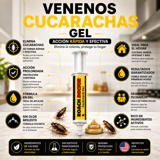 VENENOS CUCARACHAS GEL® Protección efectiva, eliminación rápida y hogar libre de cucarachas