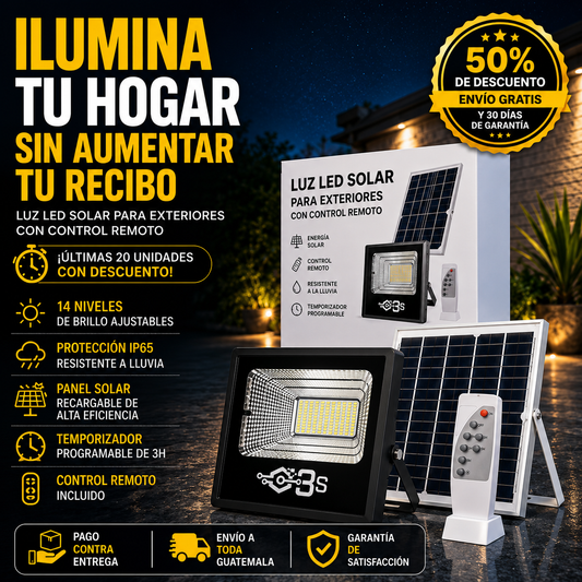Luz LED Solar para Exteriores con Control Remoto | Ilumina tu Hogar Sin Aumentar tu Recibo de Luz 💡