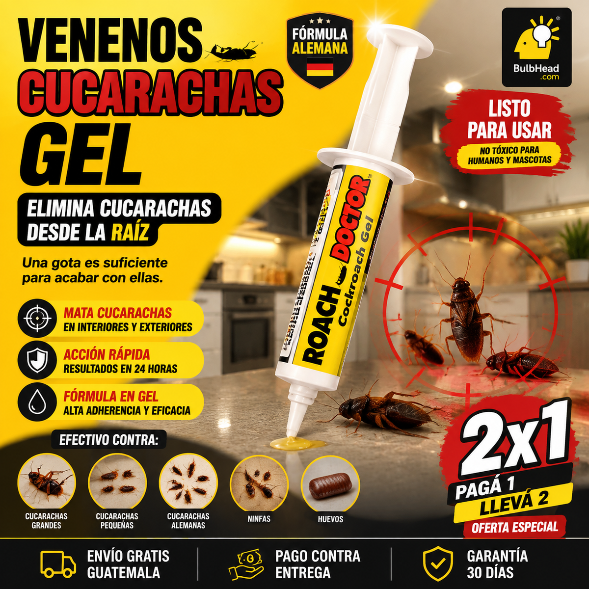 VENENOS CUCARACHAS GEL® Protección efectiva, eliminación rápida y hogar libre de cucarachas