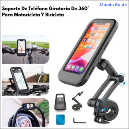 Soporte Para Teléfono Para Motocicleta Y Bicicleta, Rotación De 360° Con Pantalla Impermeable